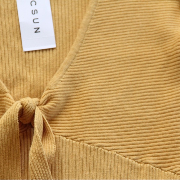 Yellow Tie Front Sweater Top - Picture 7 of 7